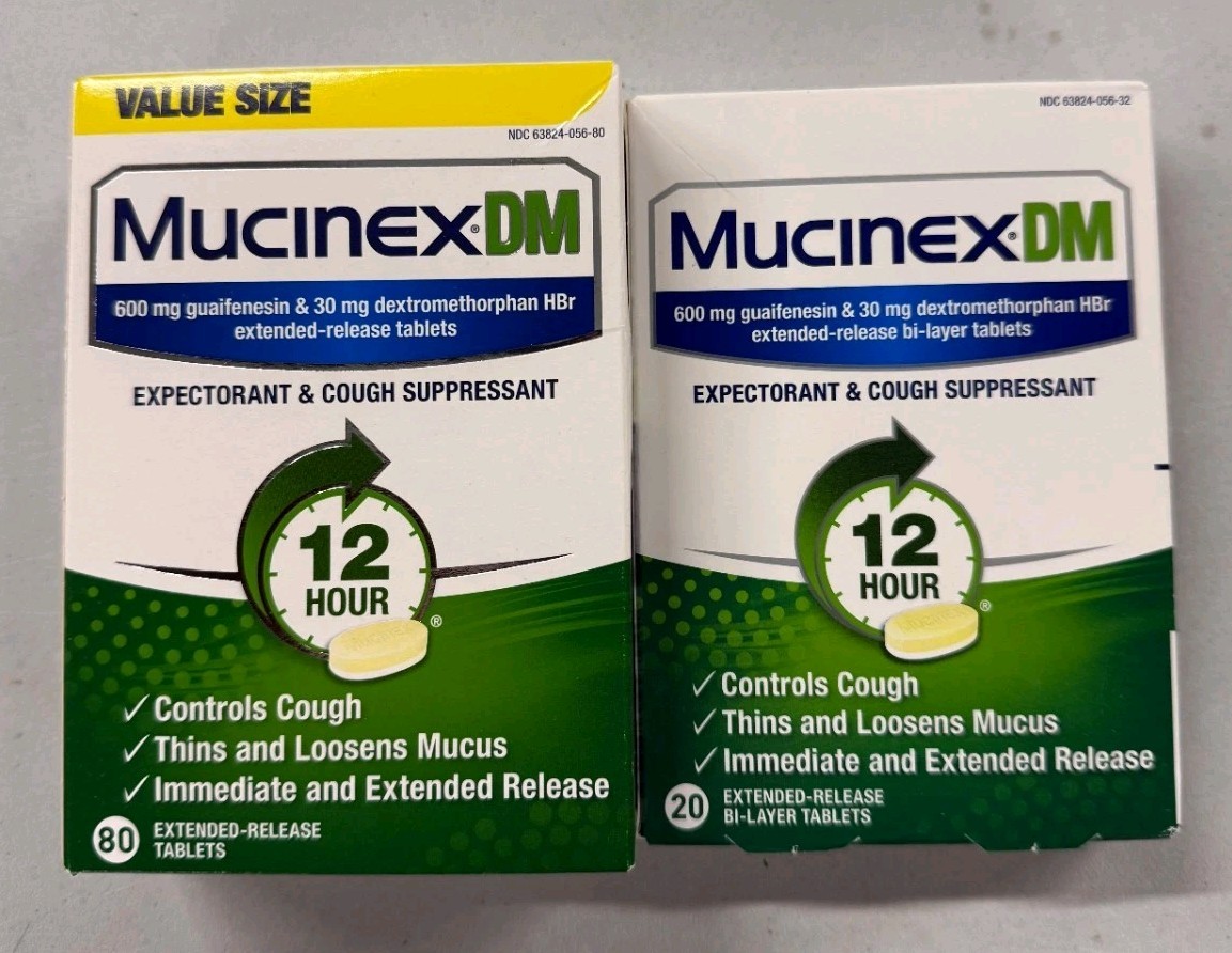 Mucinex DM 12-HR Expectorant & Cough Suppressant 80+20=100ct Tablets Exp 1/27