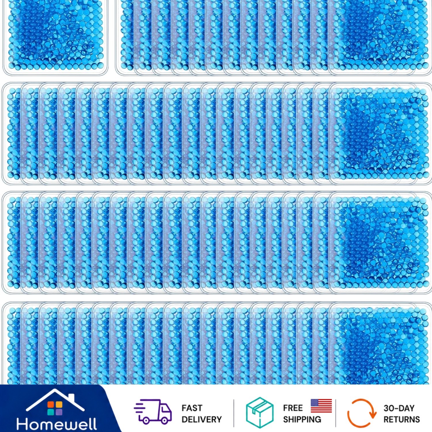30 Pack Blue Small Gel Ice Packs – Reusable Hot/Cold Compress for Pain Relief