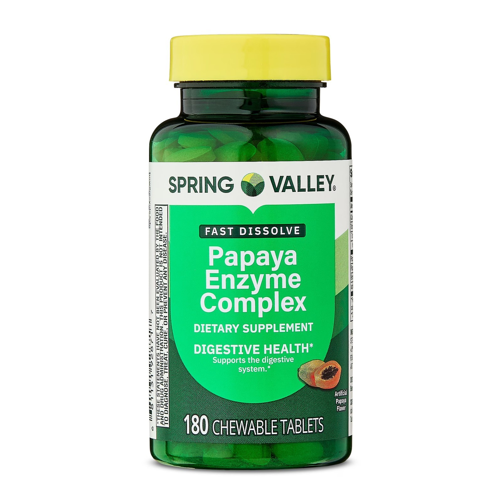 Spring Valley Papaya Enzyme Complex Chewable Tablets Dietary Supplement 2×180 Ct