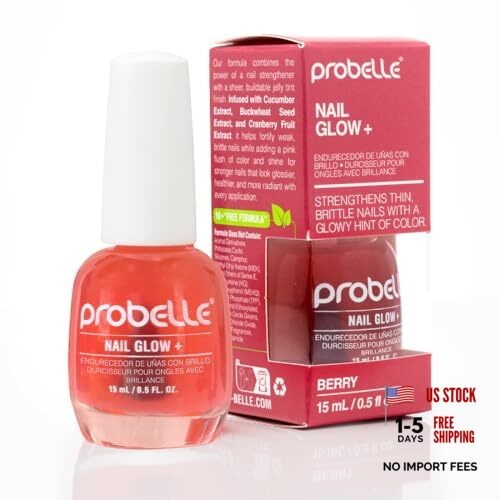Nail Glow + Nail Strengthener and Hardener with Sheer Jelly Tint, Hard Berry