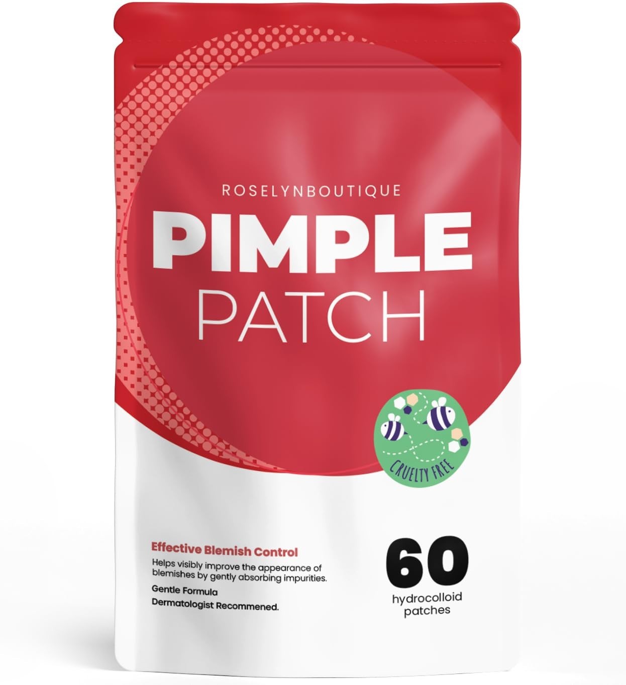 ROSELYNBOUTIQUE Pimple Patches for Face (60Ct – 4 Sizes 8,10,12,14mm) – Hydrocol