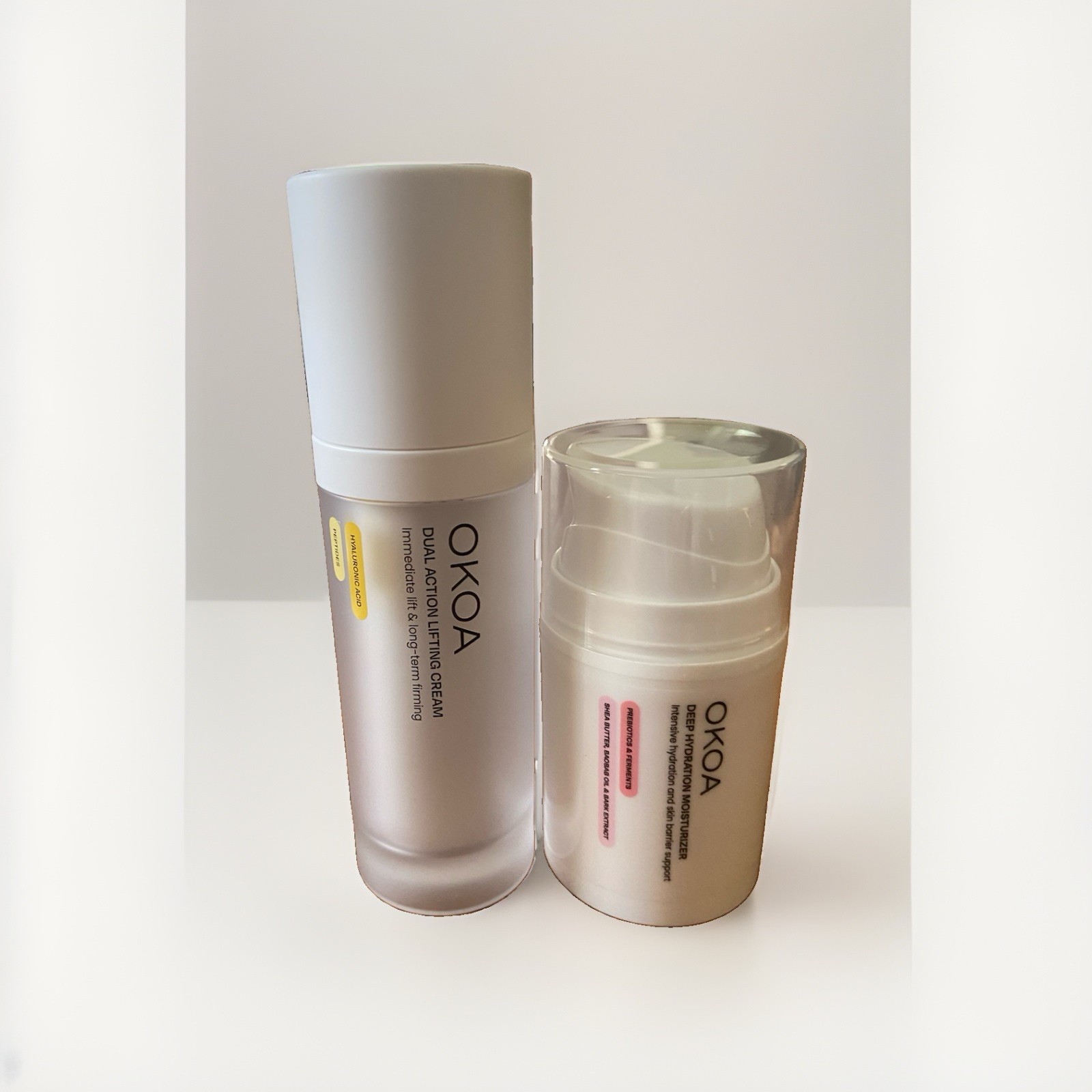 OKOA SKIN Dual Action Lifting Cream Plus Deep Hydration Moisturizer, 2 Pc Set