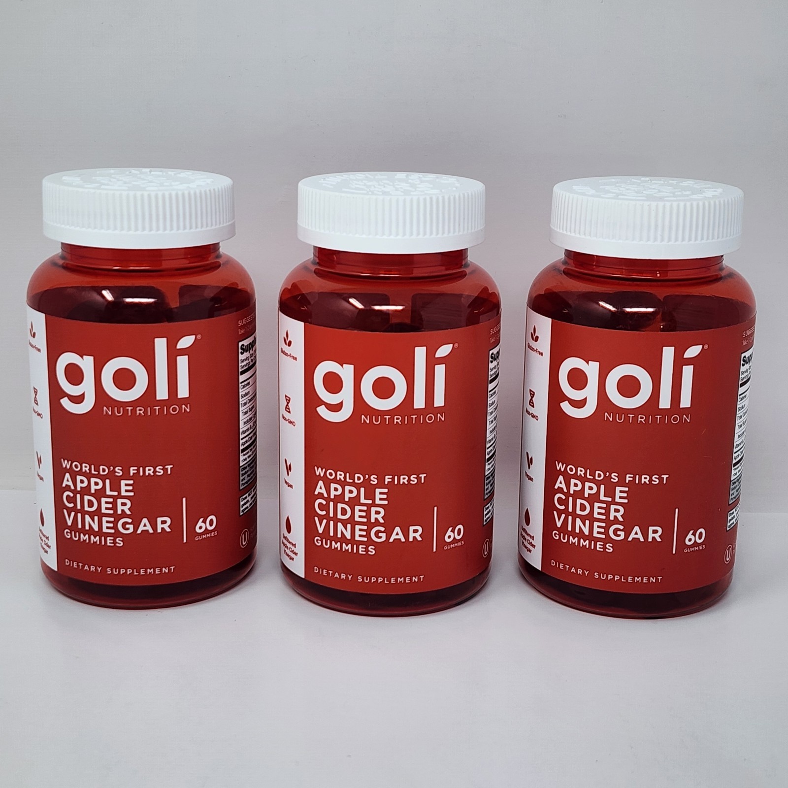Goli Nutrition Apple Cider Vinegar Gummies 60 Per Bottle (3 Pack) Exp 05/2027