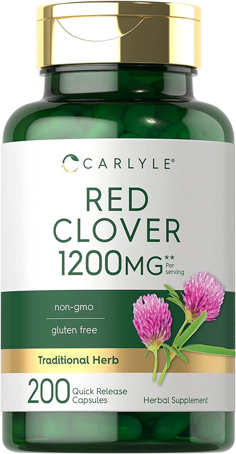 Red Clover Capsules 1200mg | 200 Count | Non-GMO, Gluten Free | by Carlyle
