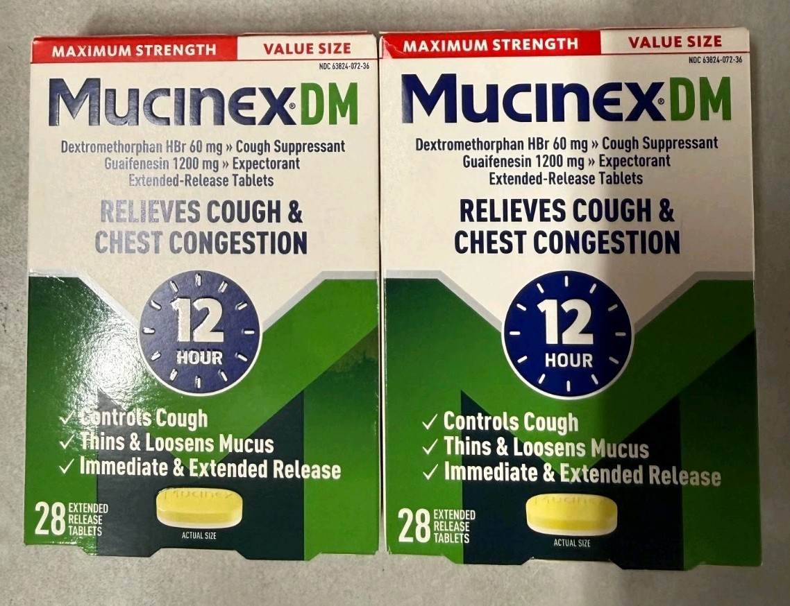 Mucinex DM Maximum Strength Expectorant & Cough Suppressant 56 Tabs Exp 8/26