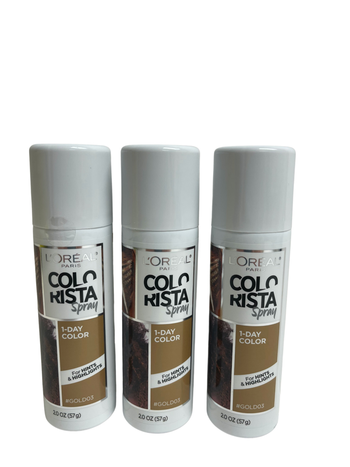 3 Pack L’Oreal Colorista 1-Day Color Spray #GOLD 03, 2oz NEW