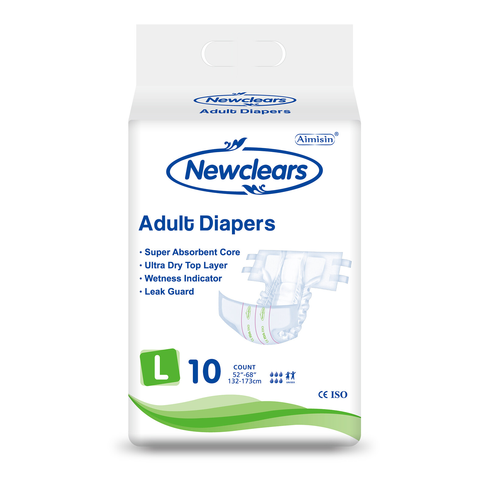 Newclears Adult Diapers with Tabs for Men Women Incontinent Diapers 20/40/60/80