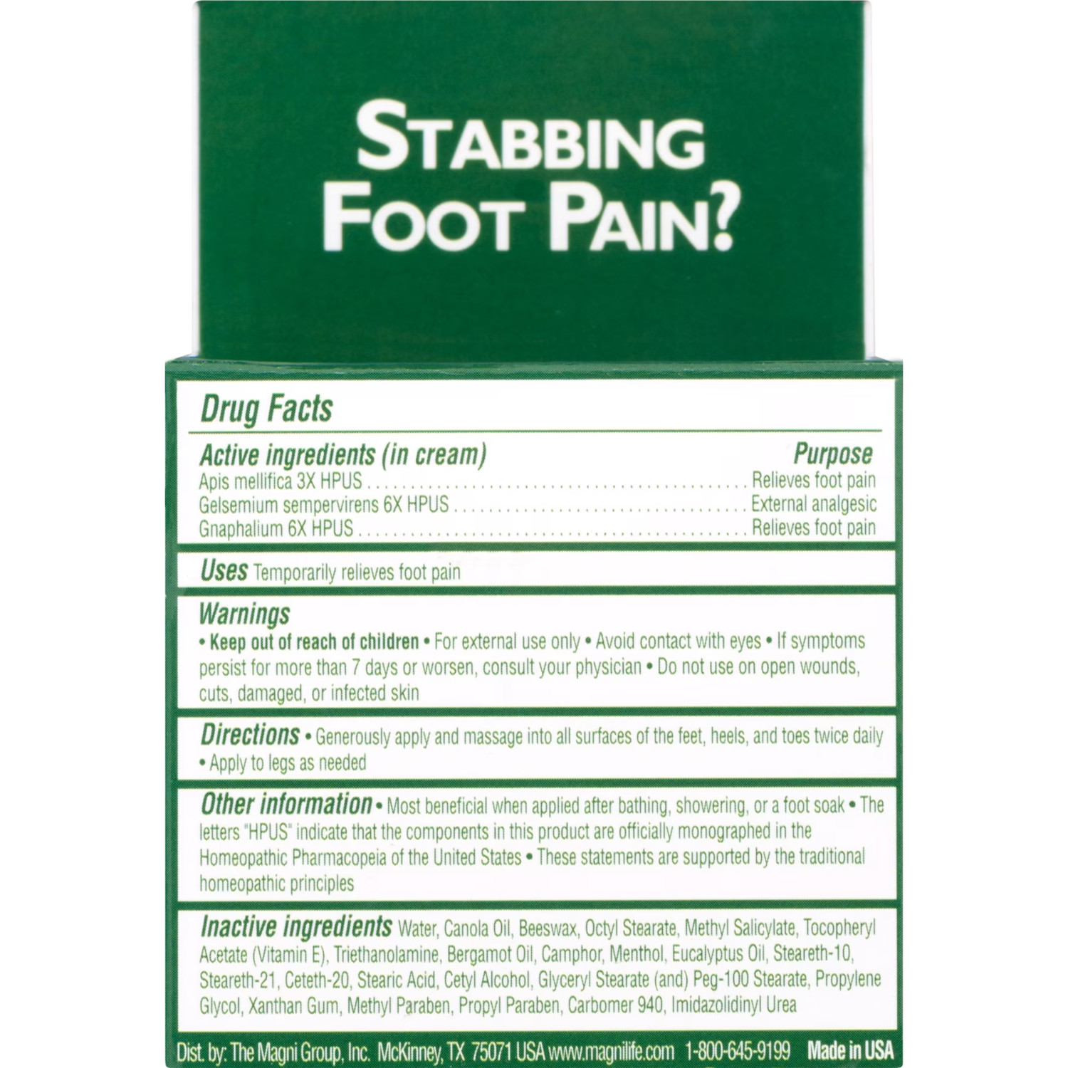 MagniLife DB Pain Relieving Diabetic Foot Cream 4 oz