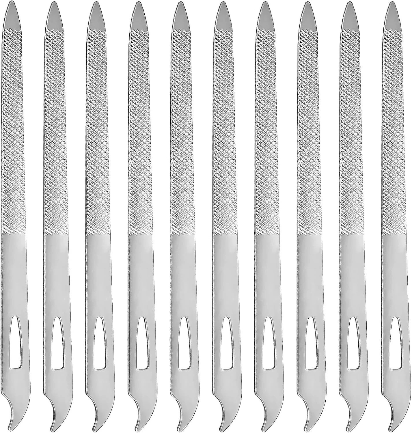 10 Pcs Stainless Steel Double-sided Metal Nail Files for Fingernails & Toenails