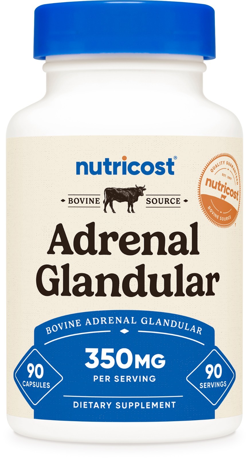 Nutricost Adrenal Glandular (350mg) 90 Capsules-Bovine Adrenal Cortex Supplement