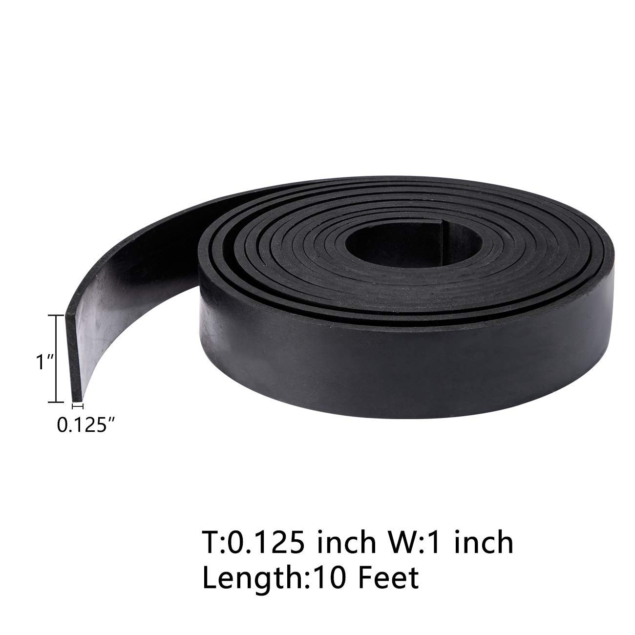 Solid Neoprene Rubber Strips Roll – 1/8″ Thick, 1″ Wide, 10 Feet for Weather …