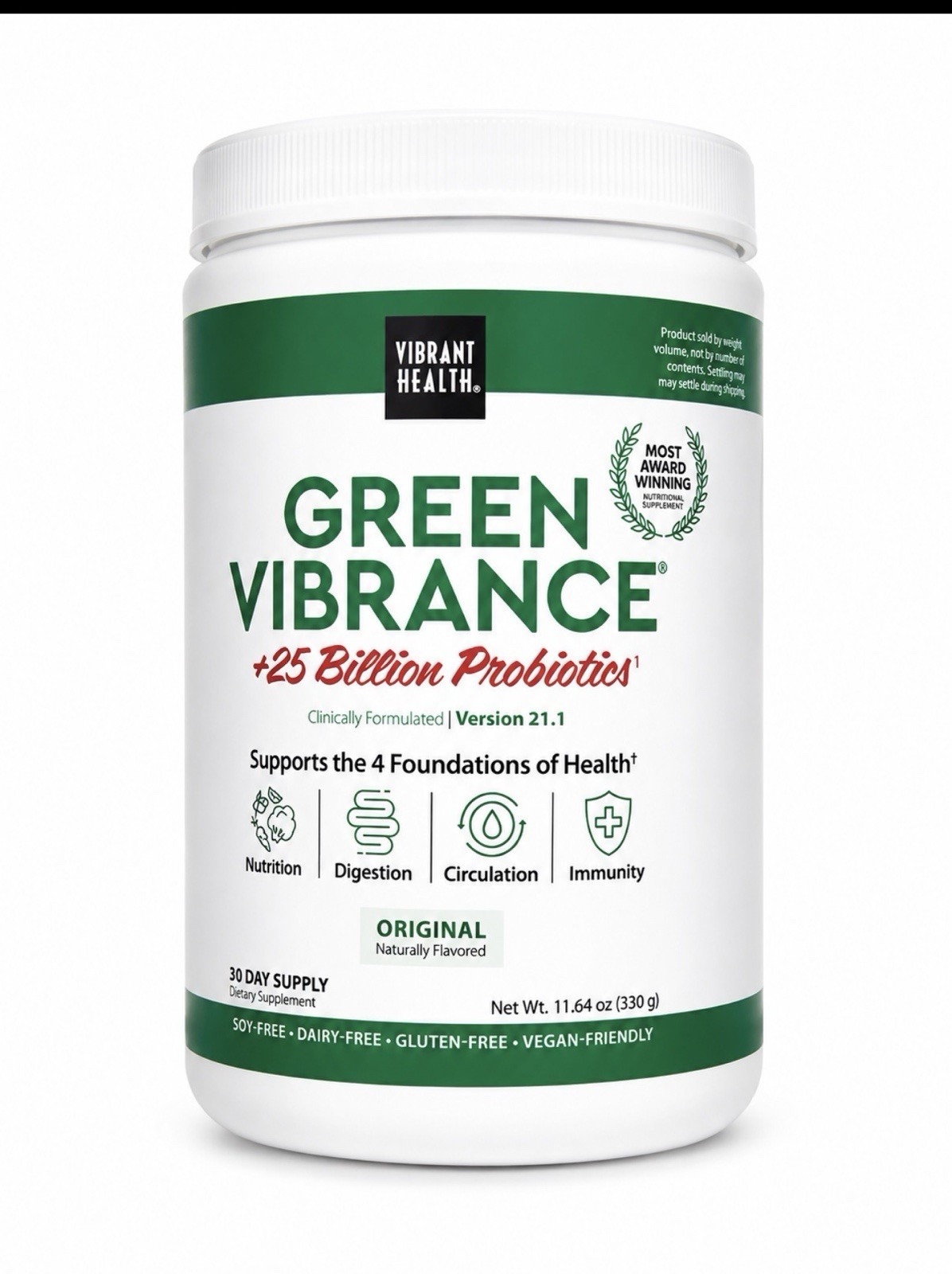 Vibrant Health Green Vibrance Superfood Powder 30 Servings 25 Billion CFU Sealed