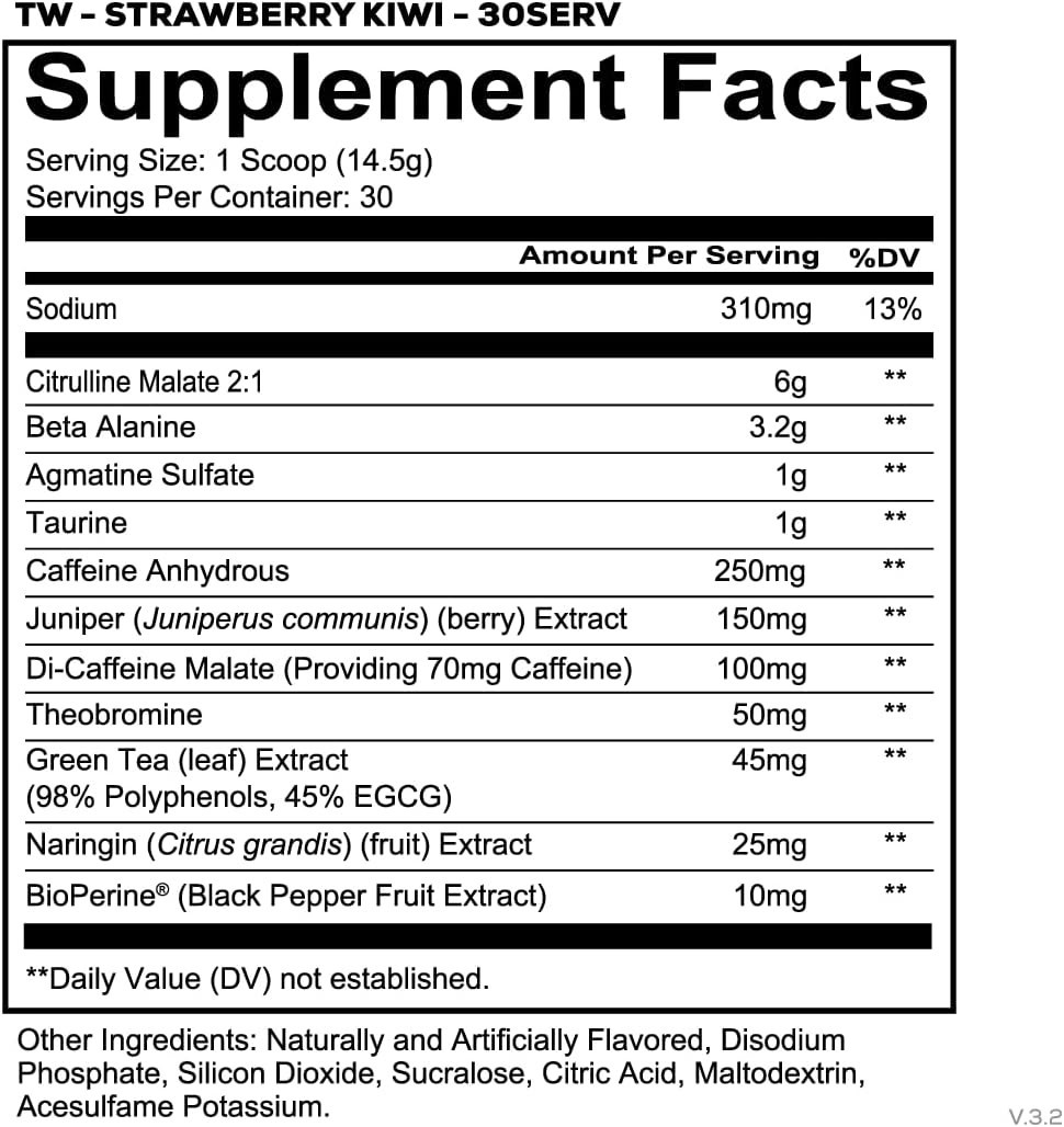 Powerful Pre Workout Powder – Total War Strawberry Kiwi, 30 Servings of Energy!