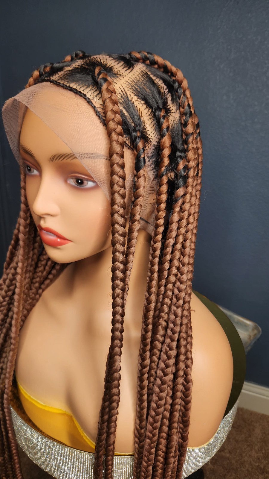 Braided wig: 28inch Handmade braided wig, Jumbo Box braids on Full Lace