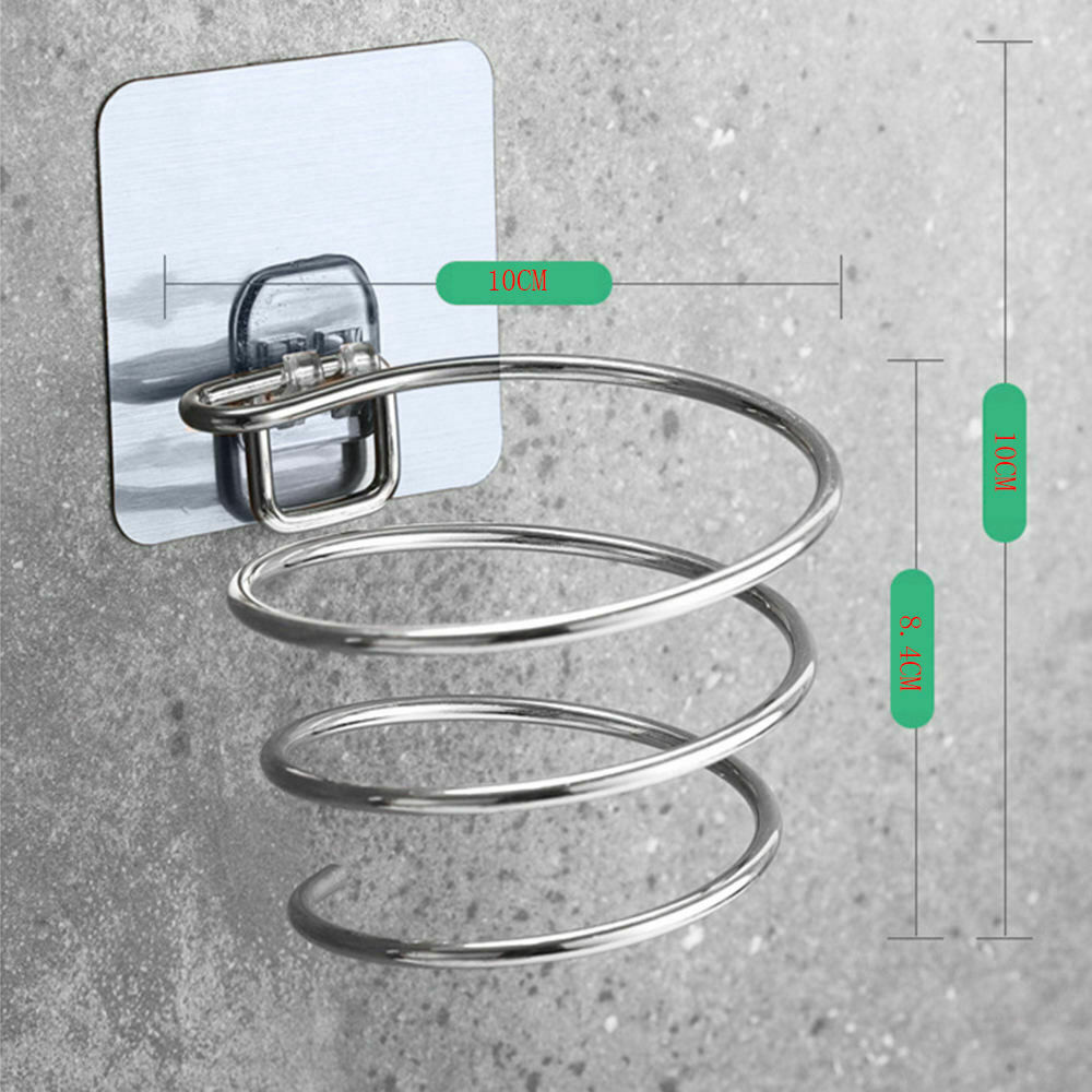 Hair Dryer Holder Wall Mounted Rack Space Save Stainless Steel Bathroom Shelf