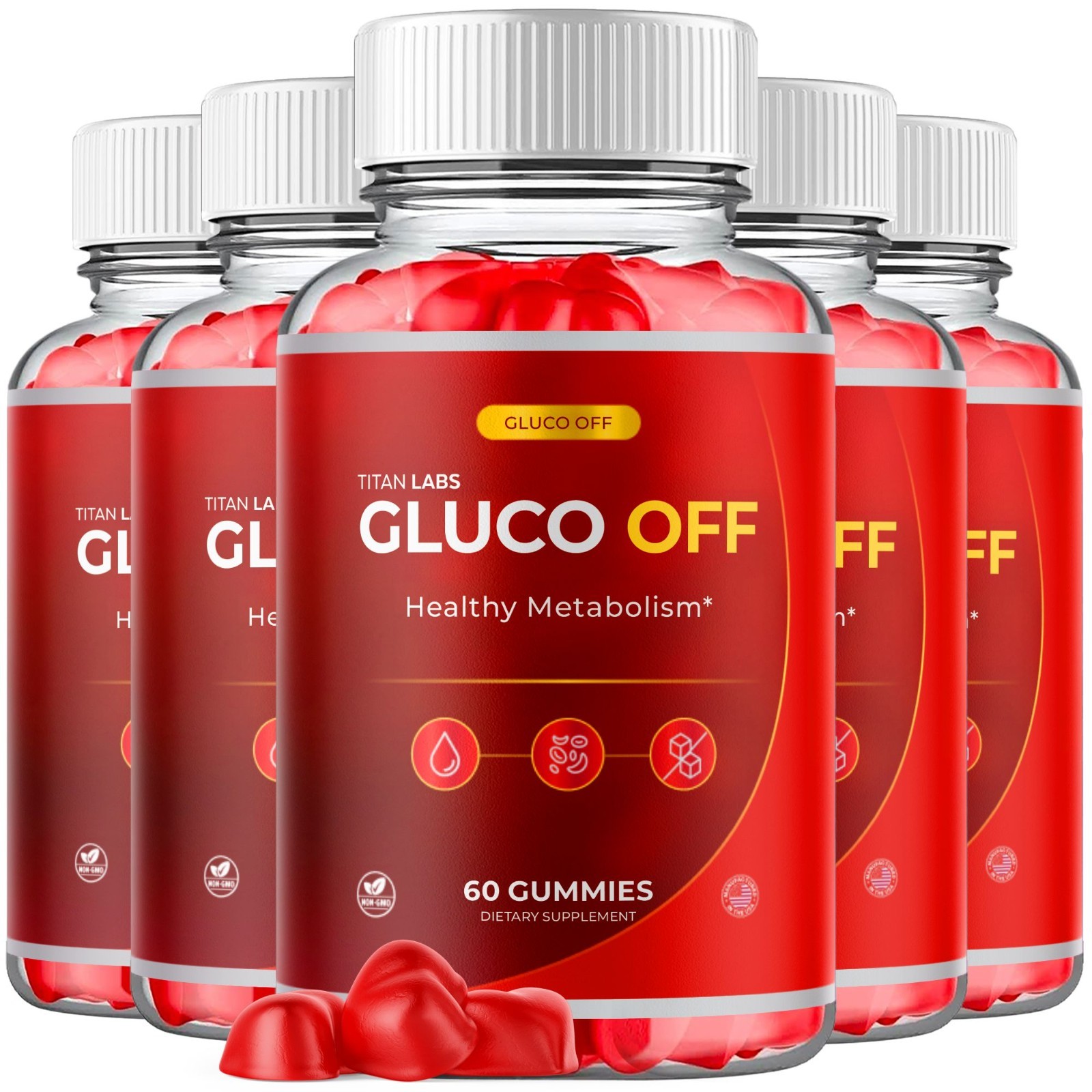 (5 Pack) Gluco Off ACV Gummys Advanced Blood Health Support GlucoOff 300 Gummies