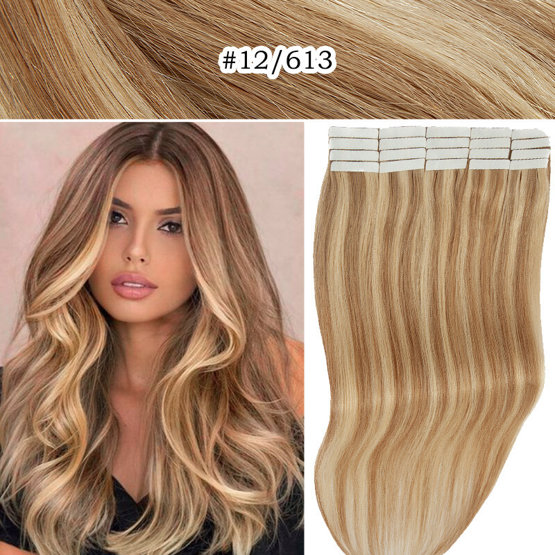 Tape In Remy Human Hair Extensions Thick Full Head Skin Weft CLEARANCE Straight