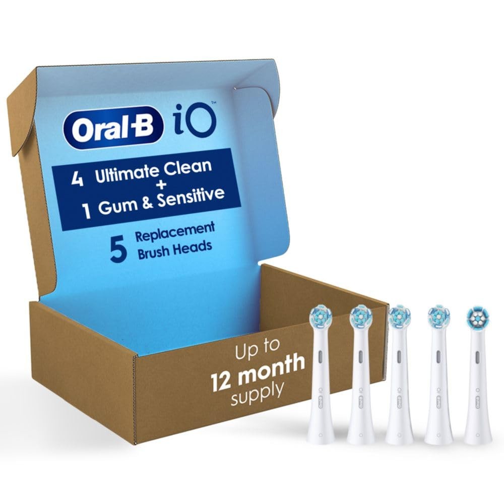 Oral-B iO Ultimate Clean Replacement Brush Heads, 1 Count (Pack of 5), White