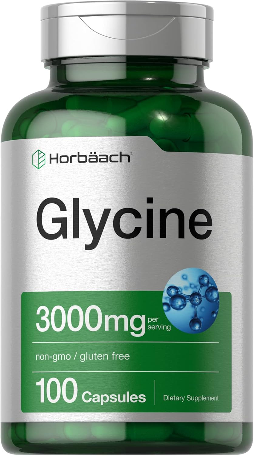 Glycine 3000mg | 100 Capsules | Free Form Amino Acid | Non-GMO, Gluten Free