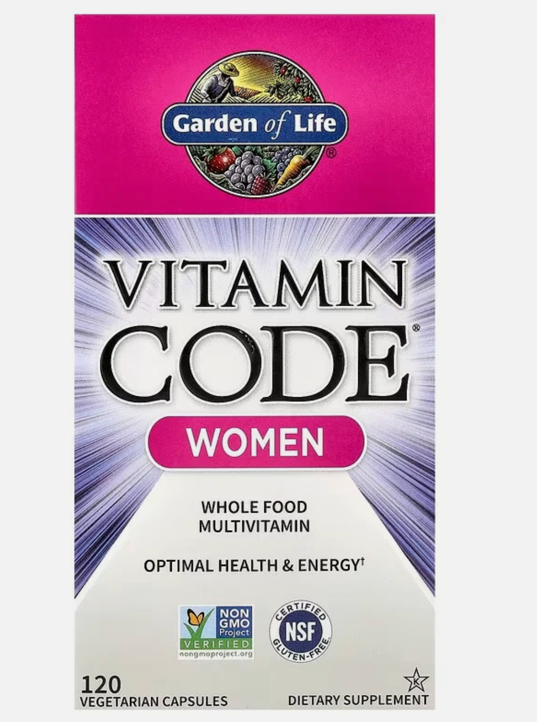 Garden of Life Vitamin Code Women Whole Food Multivitamin 120 Capsules 04/2027