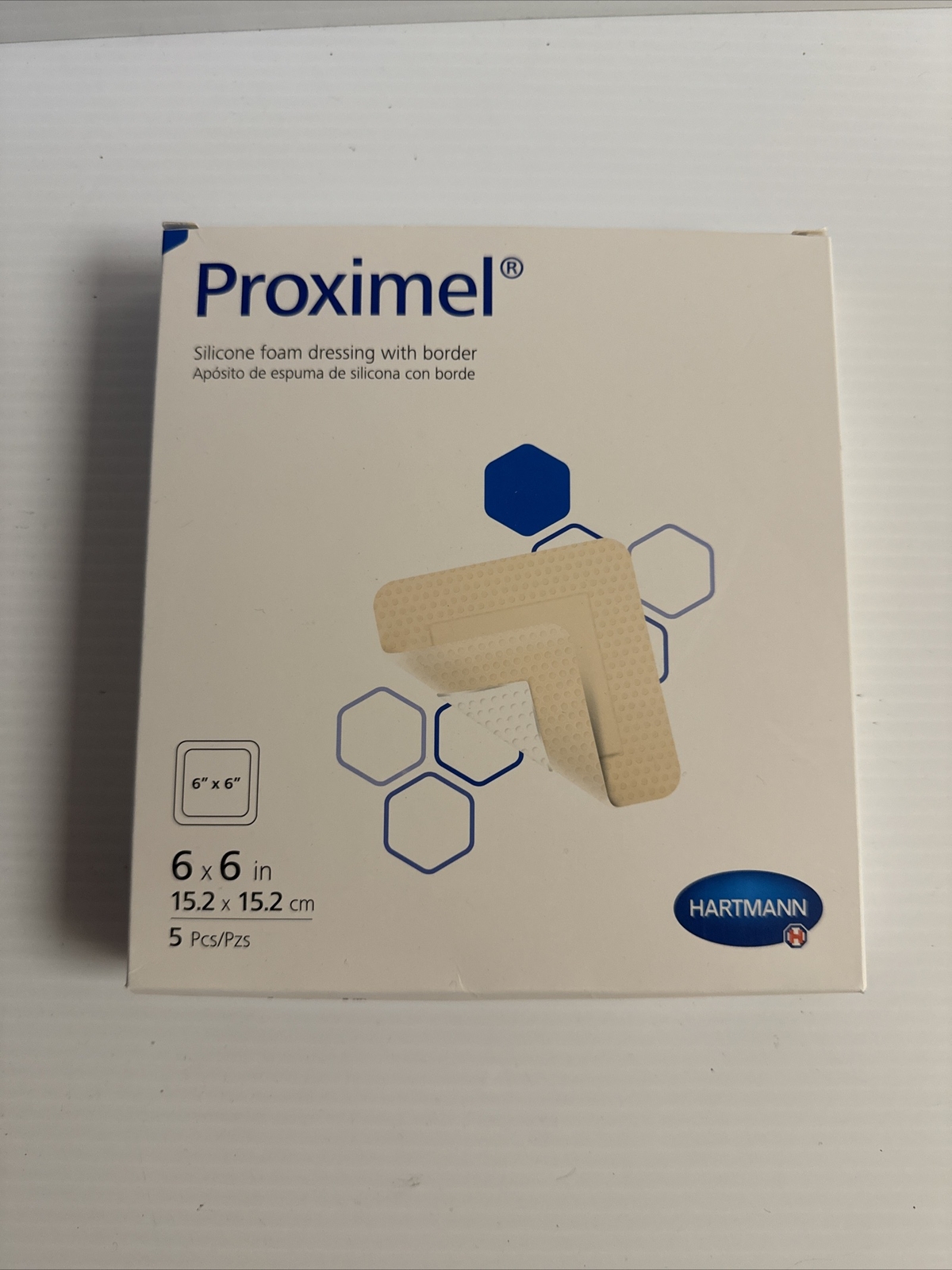 Proximel Silicone Foam Dressing With Border 6×6 In 5 Pack Hartmann Dated 01/2025