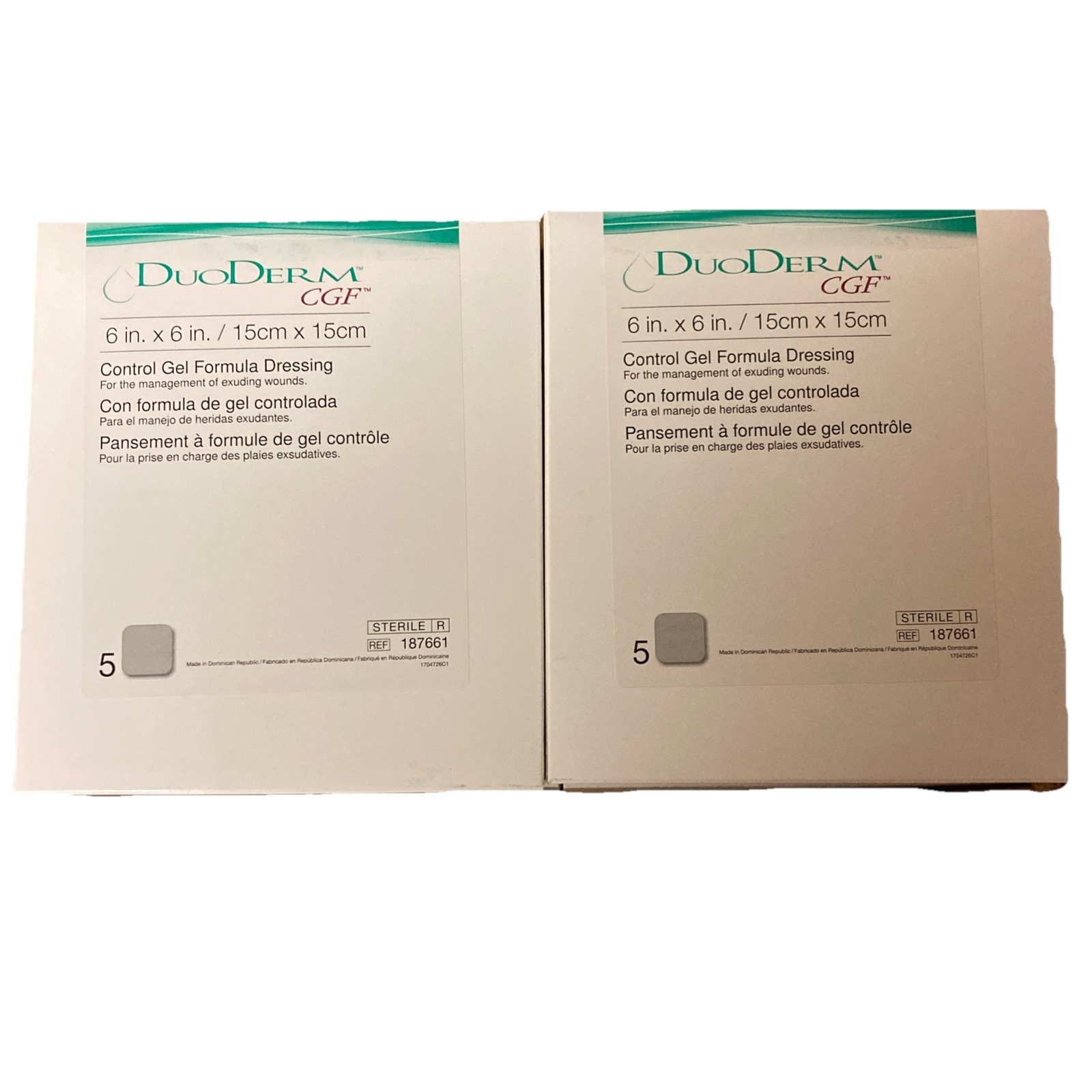 Convatec 187661 Douderm CGF Hydrocolloid Dressing 6″ X 6″ 2x Box of 5 Exp 09-25