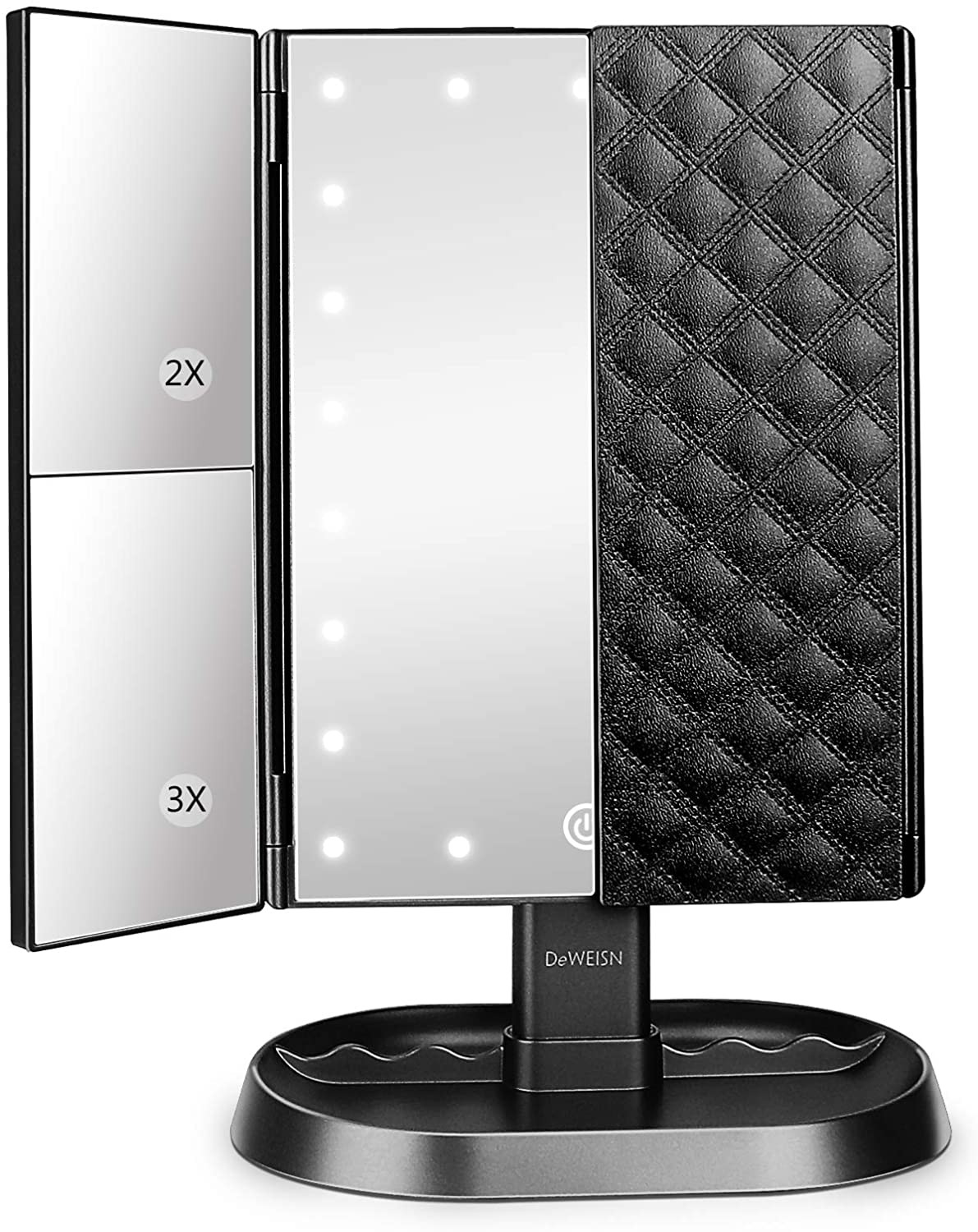 Trifold Lighted Vanity Makeup Mirror with 21 Leds Lights,1X/2X/3X Magnification