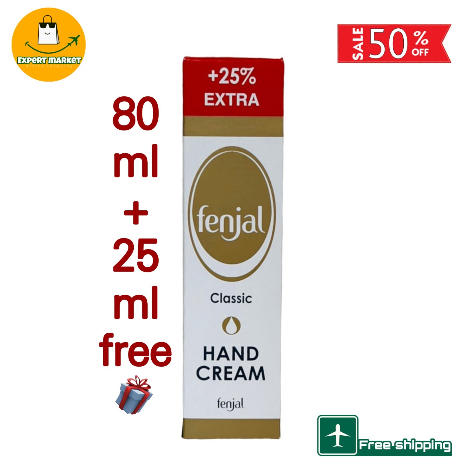 1x Fenjal Classic Hand Cream Silicone and glycerine 80ml + 20ml free كريم فنجال