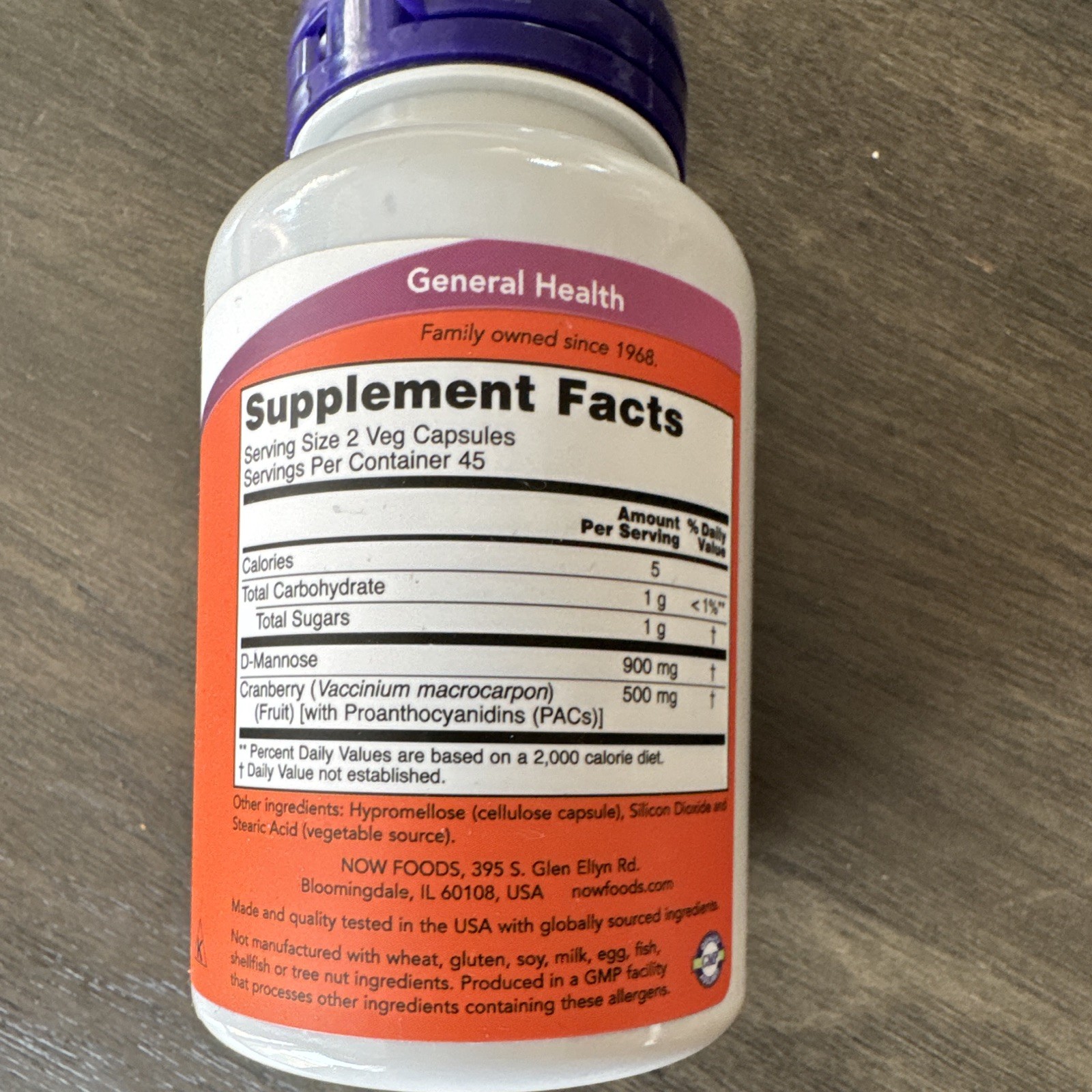 NOW D-Mannose + Cranberry 900mg Urinary Tract Health 90 Veg Caps Vegan
