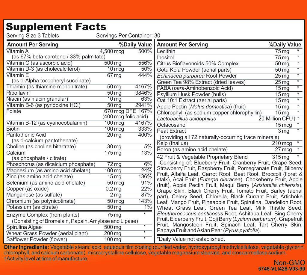 LIFE’S VITALITY (VEGAN/MULTIVITAMIN) X 90 TABLETS