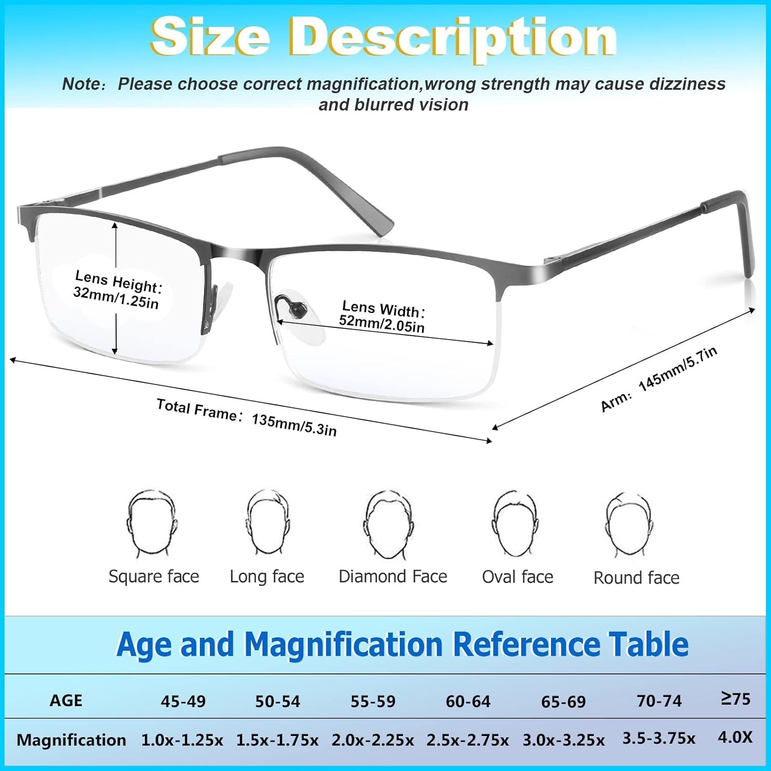 3 Pack Stylish Blue Light Blocking Reading Glasses for Men – 1.25X Magnification