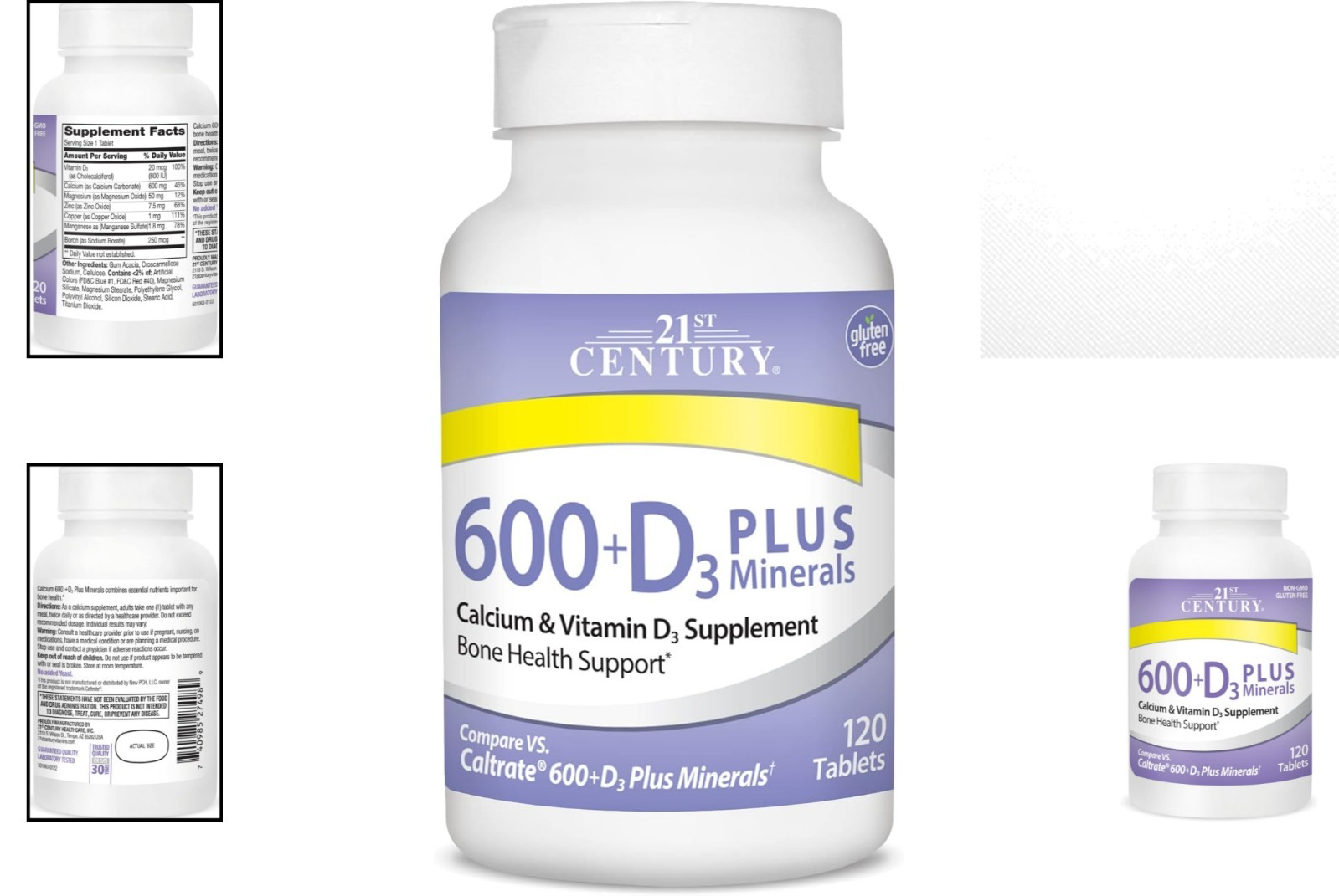 Calcium 600 Plus D3 & Minerals Caplets, 120 Count for Strong Bones & Joints