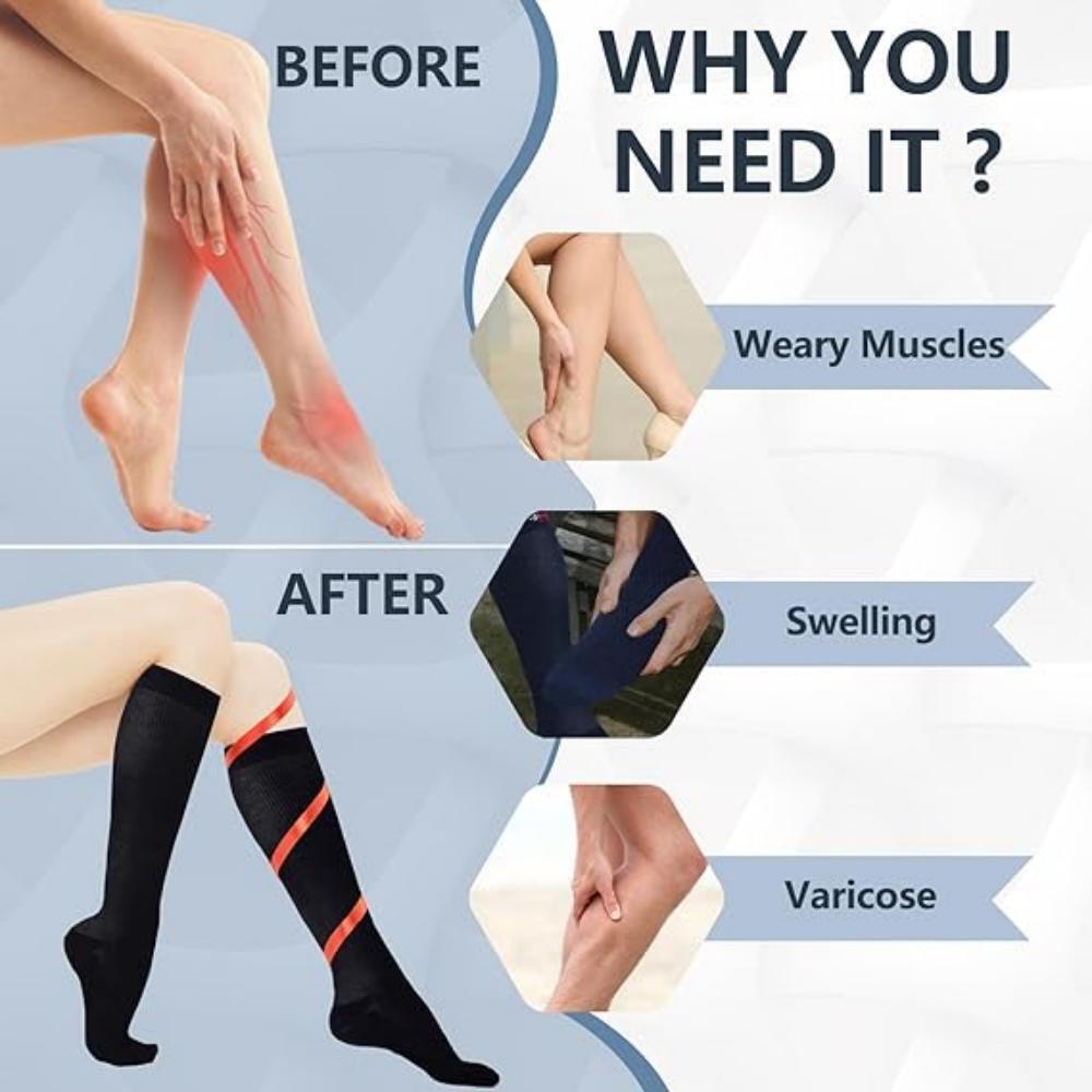 3 Pares Calcetines De Compresion Hombres Mujeres 15-20 Mmhg Medias De Compres