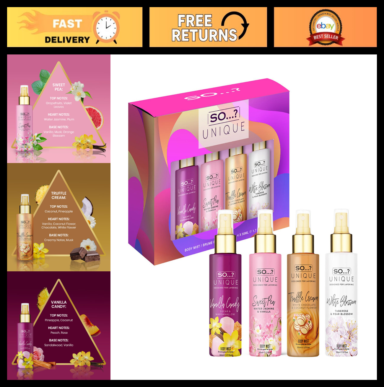 Unique Body Mist Set – Vegan Cruelty-Free Perfume Sprays for Women – Travel Size