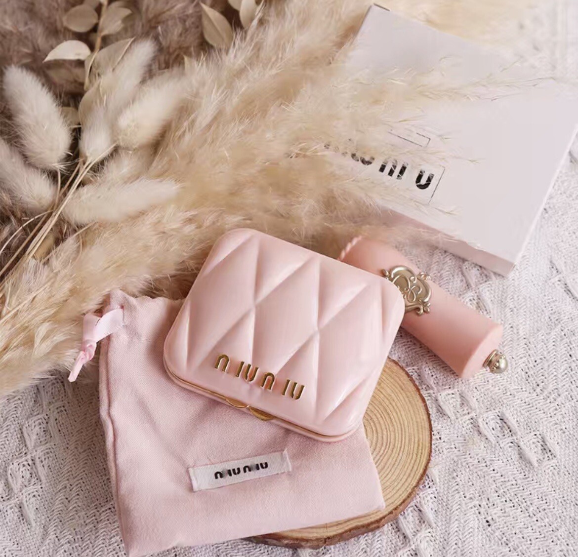 New Pink 💖 Miu Miu Makeup Mirror Double Sided Portable Makeup Gift 🎁