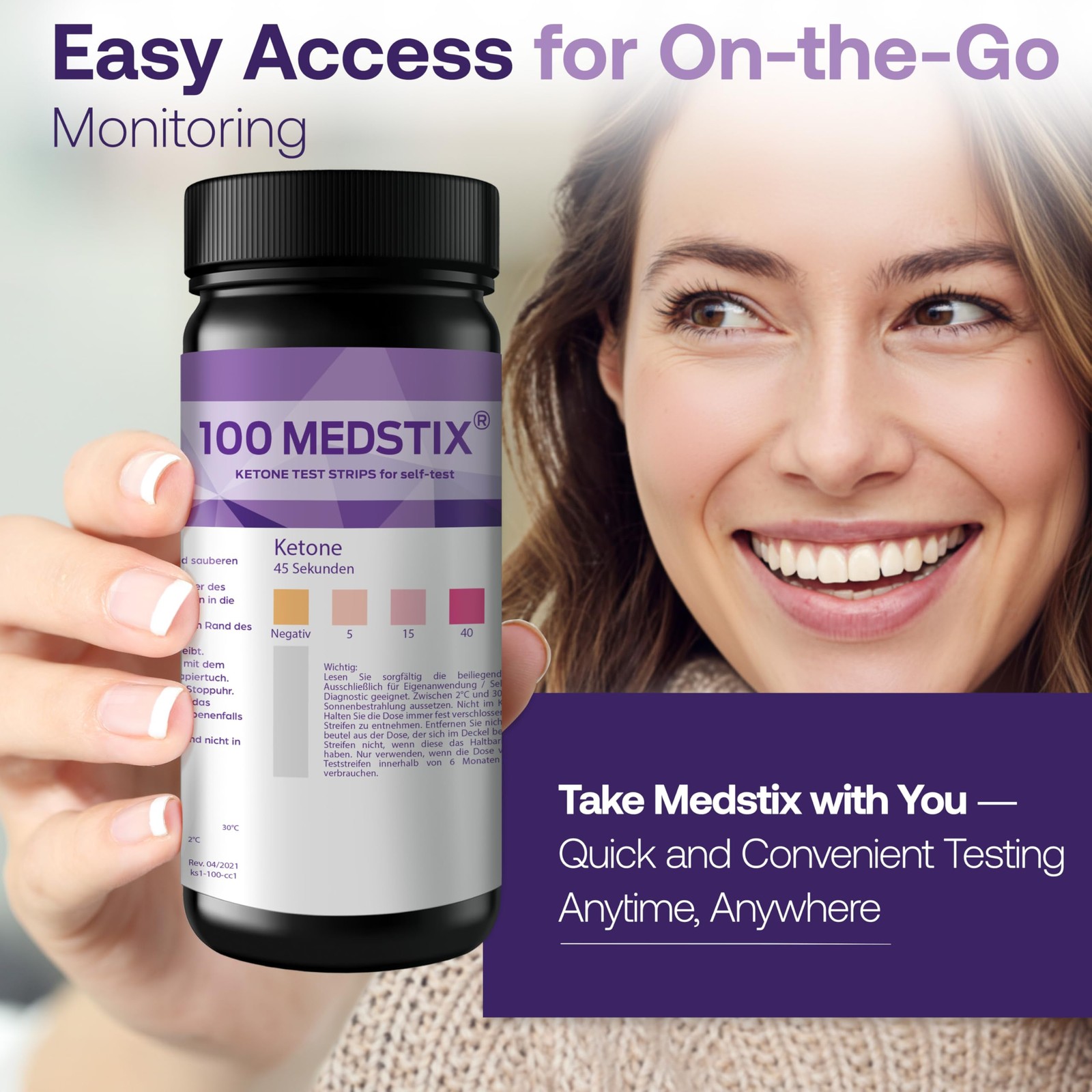 100 Ketone Test Strips for Self-Testing | Results in 45 Seconds | Easy Urine …