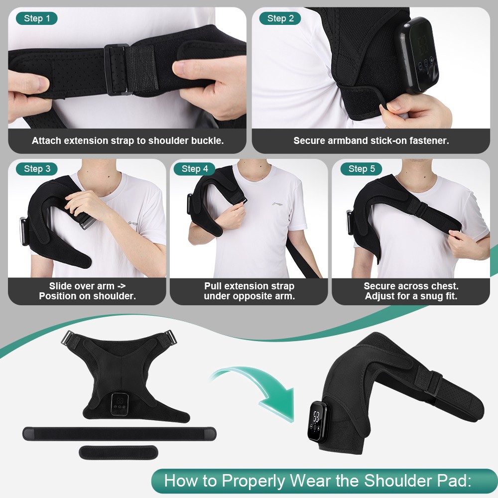 Electric Shoulder Massager Heated Shoulder Brace with Vibration for Pain Relief