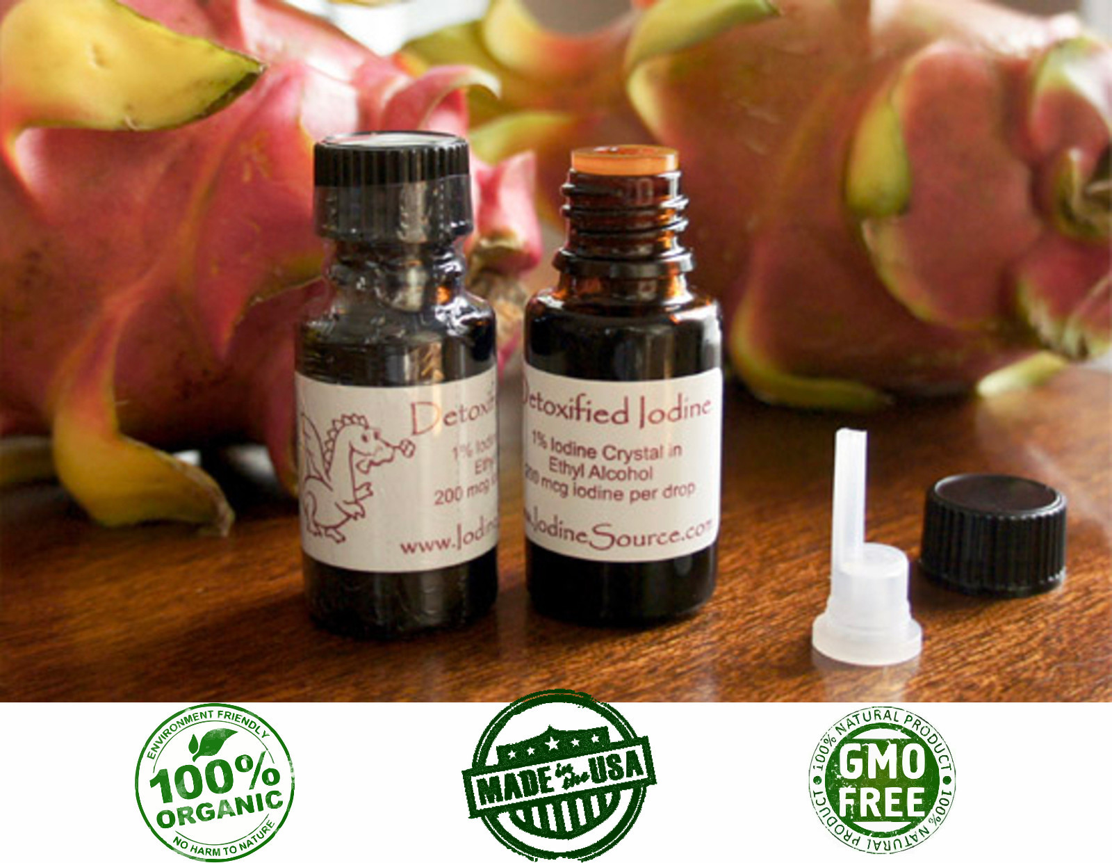 2 Bottles ORGANIC Detoxified Nascent Iodine Cayce Atomic Colloidal Thyroid Edgar