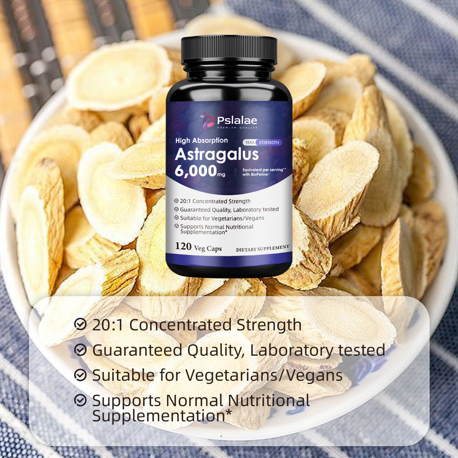 Astragalus Capsules 6000mg – Bioperine, Enhance Energy & Endurance Immune System