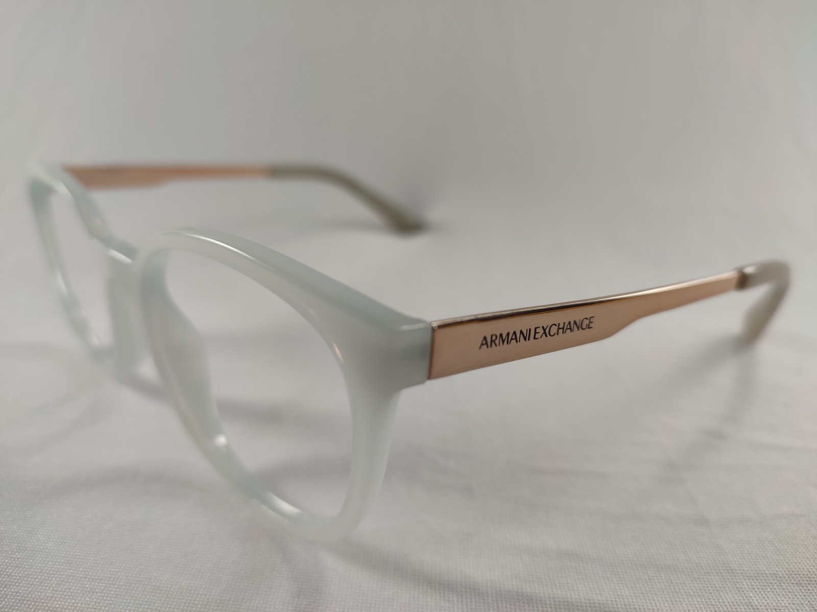 Armani Exchange AX 3104 8160 Frosted White Rose Gold Eyeglass Frames 53-19-140