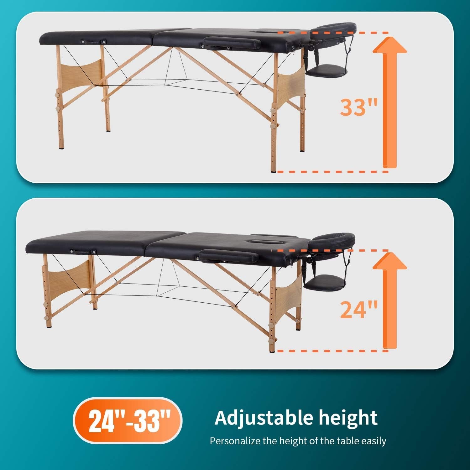 Portable 28-Inch Wide Adjustable Height Massage Table with Accessories
