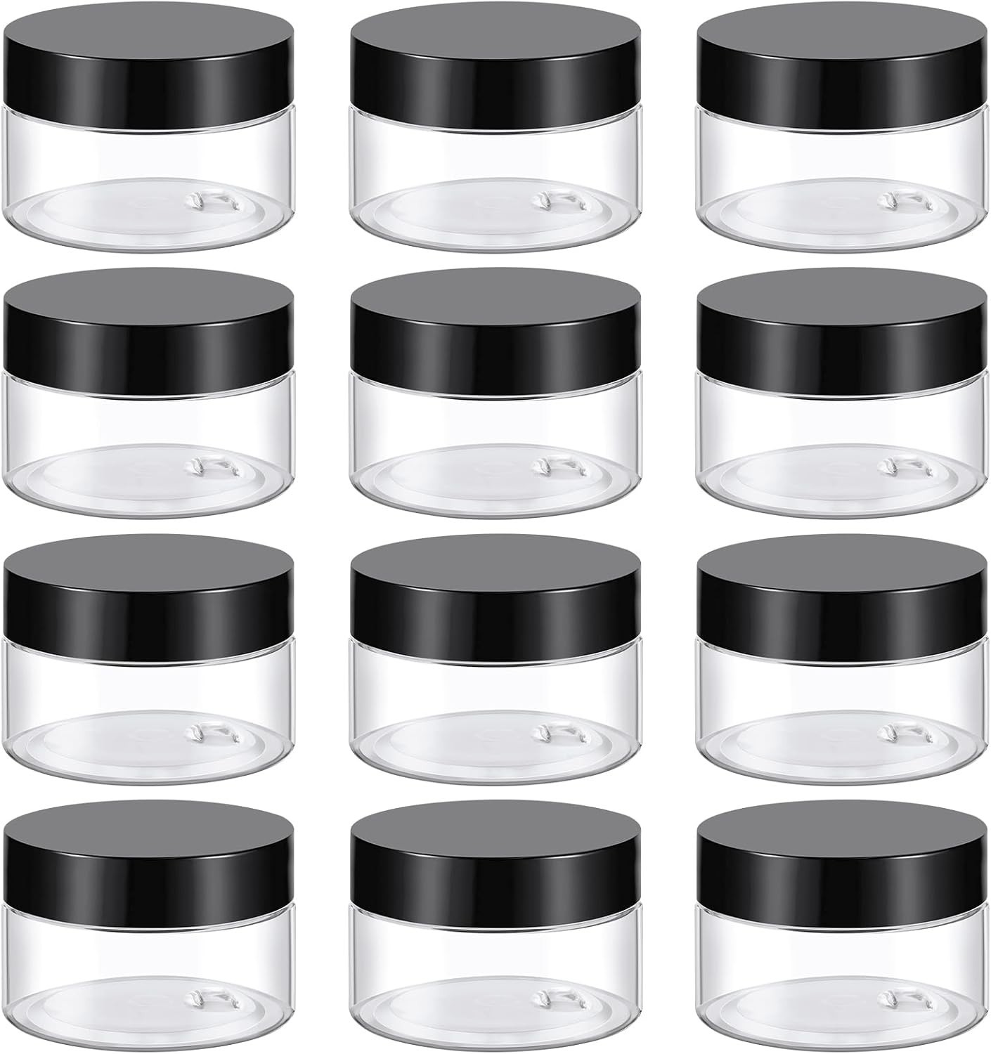 4 Oz Plastic Container Jars W/ Lids BPA Free Empty Round Clear Cosmetic