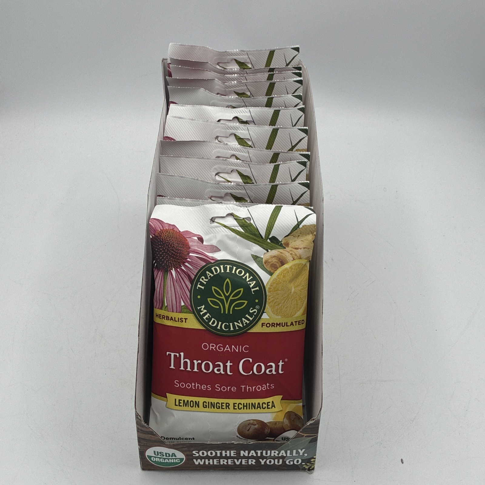 Traditional Medicinals Throat Coat Lemon Echinacea 12 Bag Lot Of 16/192Bags 6/27