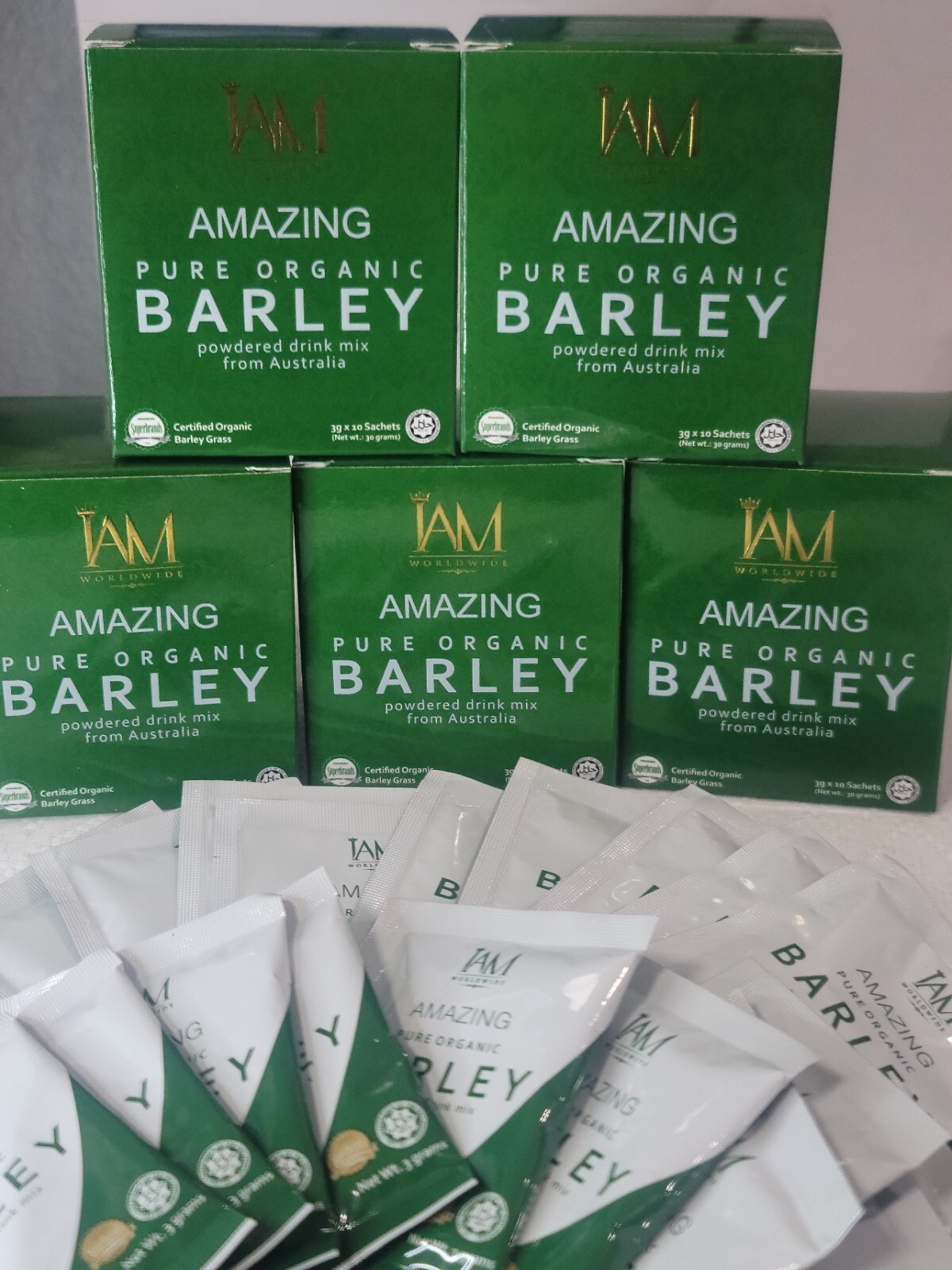 I Am Worldwide Amazing Pure Organic Barley 10 Sachet/Box (Australia) Authentic