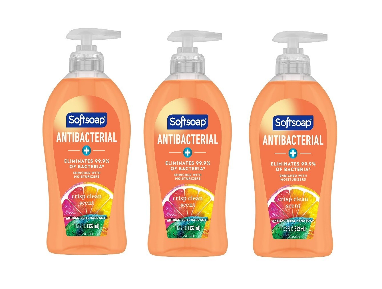 Softsoap Antibacterial Liquid Hand Soap, Crisp Clean Scent Hand Soap,11.25oz 3PK