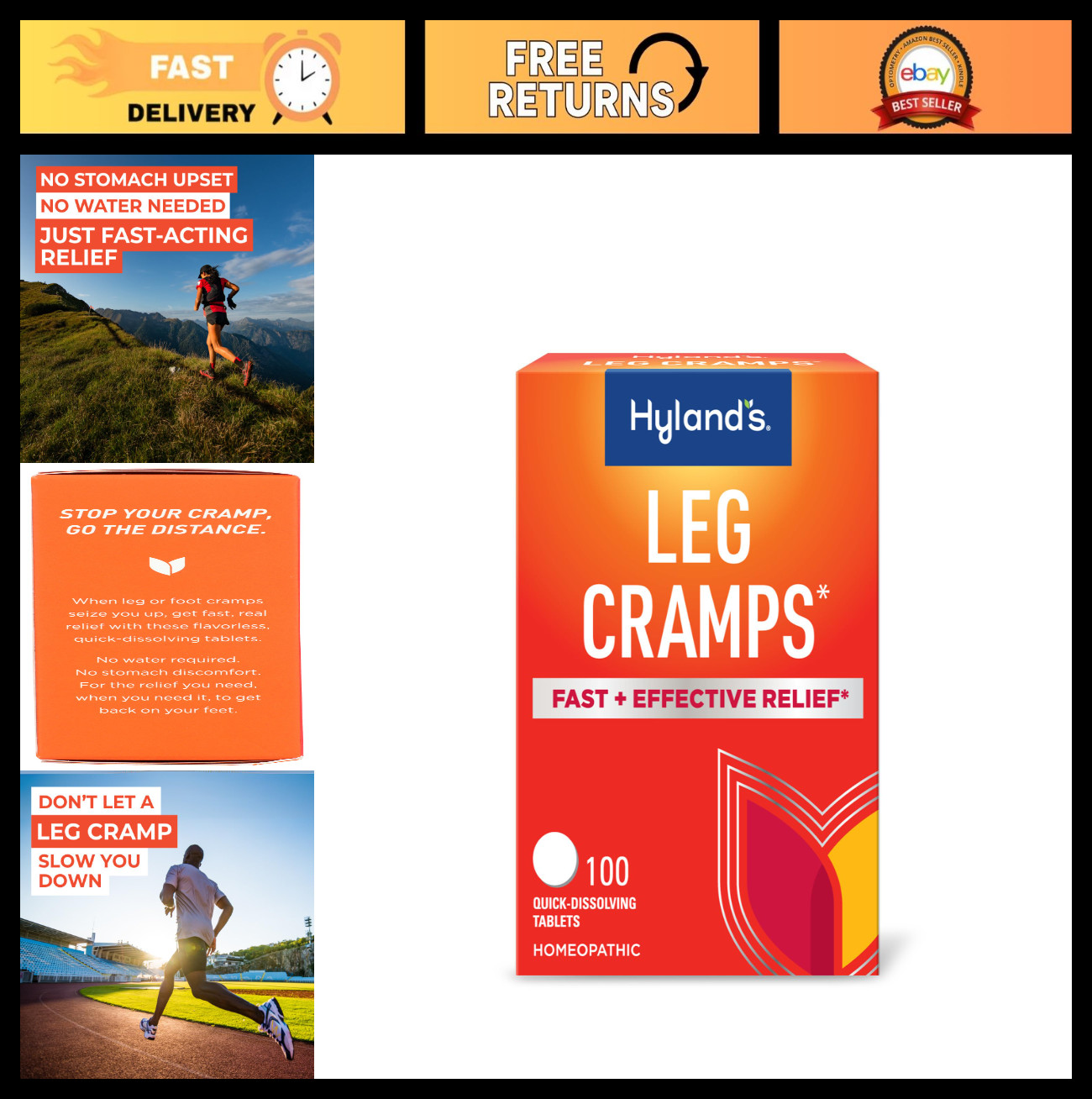 Leg Cramps Relief – Quick-Dissolving Tablets for Calf, Charley Horse & Foot Cram