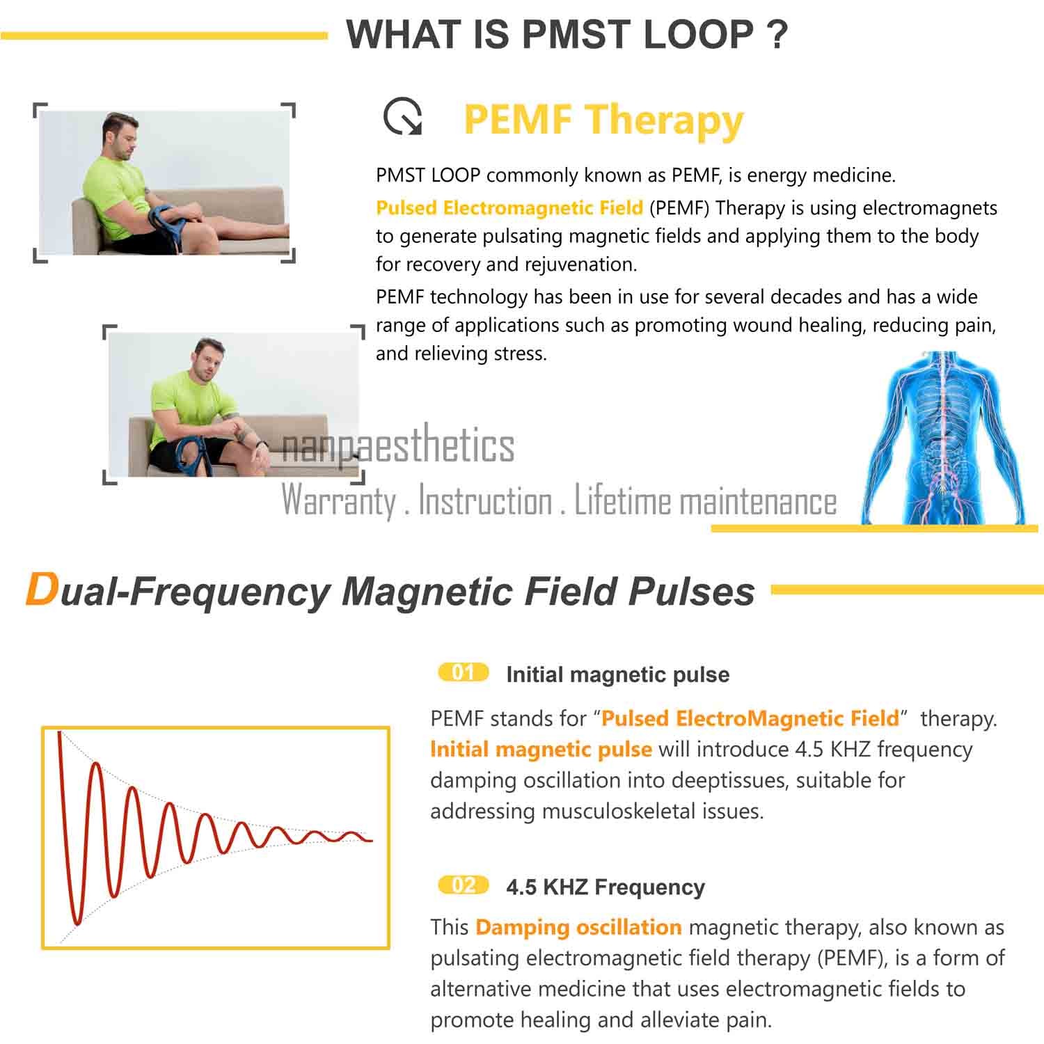 Protable PMST PEMF EMTT Magnetic Physio Therapy Health Massage Device Home Use