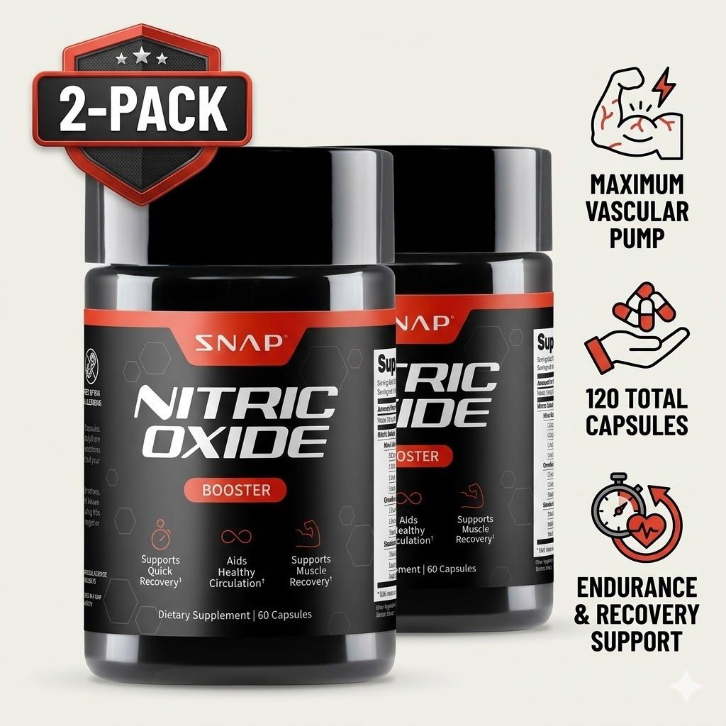 SNAP Nitric Oxide Booster 2-Pack Healthy Circulation Muscle Recovery 120 Caps