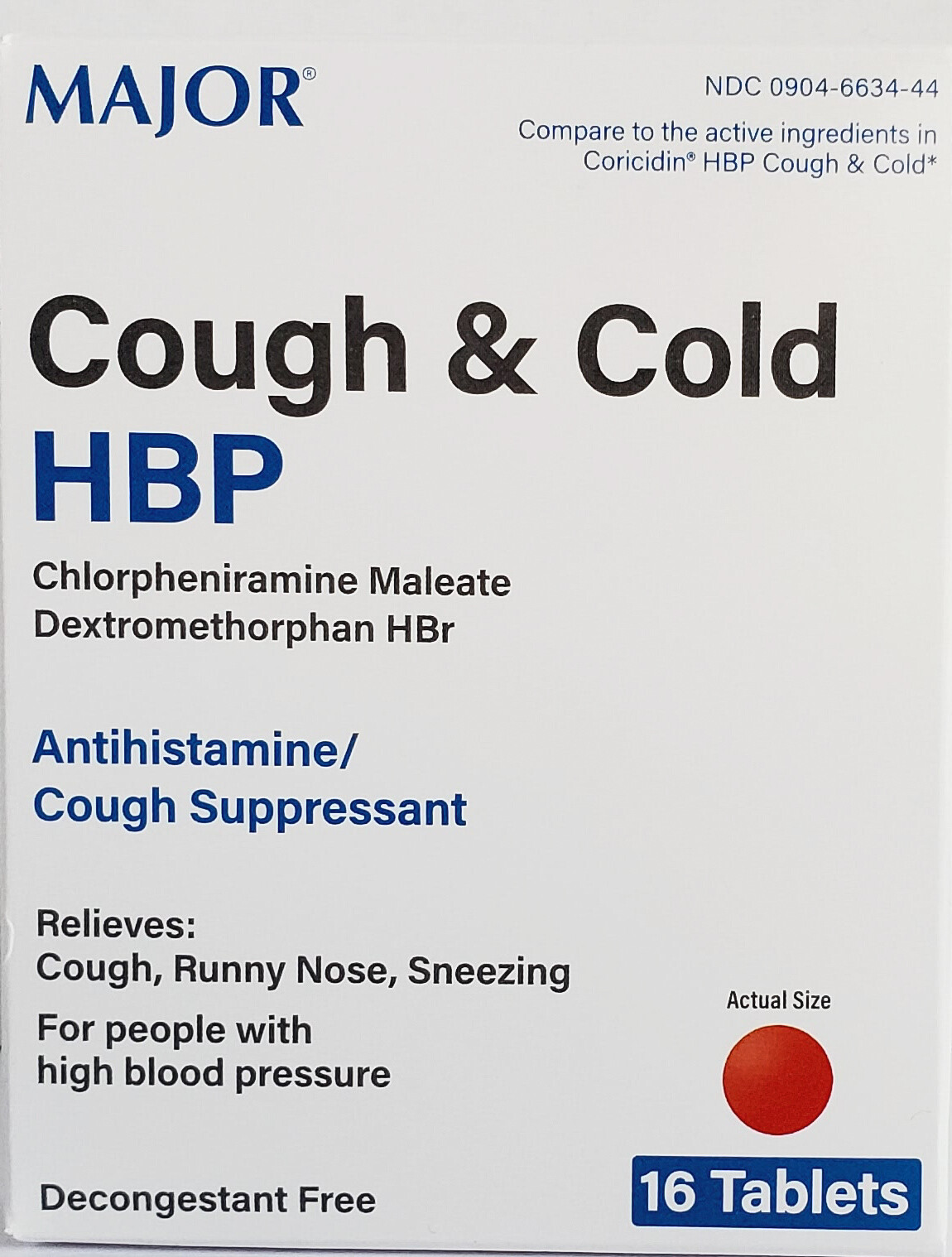 Major Cough & Cold HPB 16ct (Compare to Coricidin HBP) – Exp Date 10-2025
