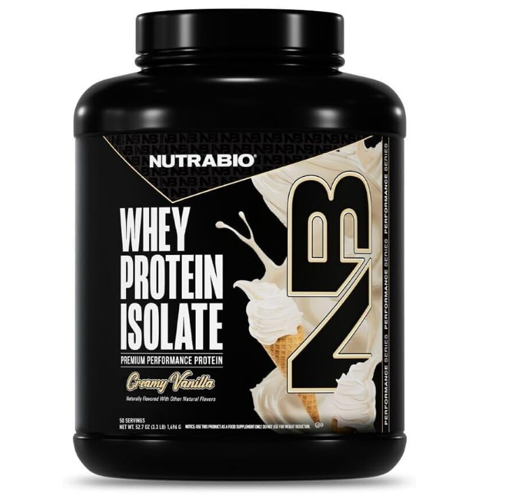 NutraBio Whey Isolate Creamy Vanilla 50 Servings 25g Protein Non GMO Low Carb